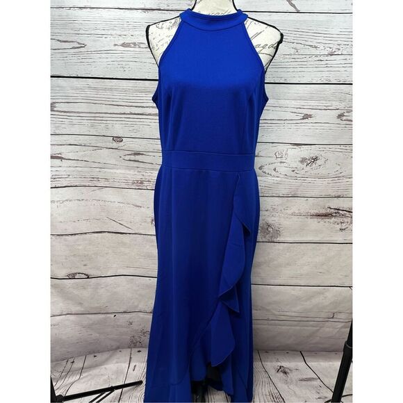WOOSEA Dresses & Skirts - Woosea Royal Blue Halter Neck Maxi Dress‎ Ruffle Evening Cocktail Party XL